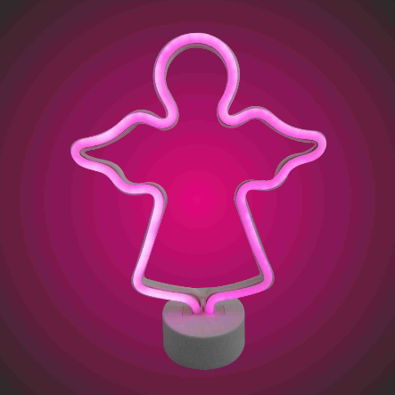 Светодиодный настольный неоновый светильник "Ангел", розовый
